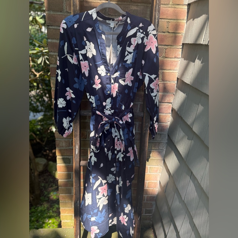 Free Assembly Women's Belted Midi Dress, Floral Long Sleeve Size XL